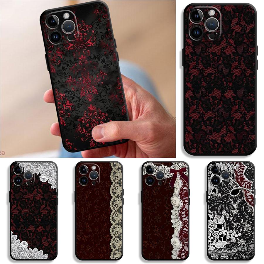 Apple Iphone 16 - Casing Ponsel Renda Seksi Hitam dan