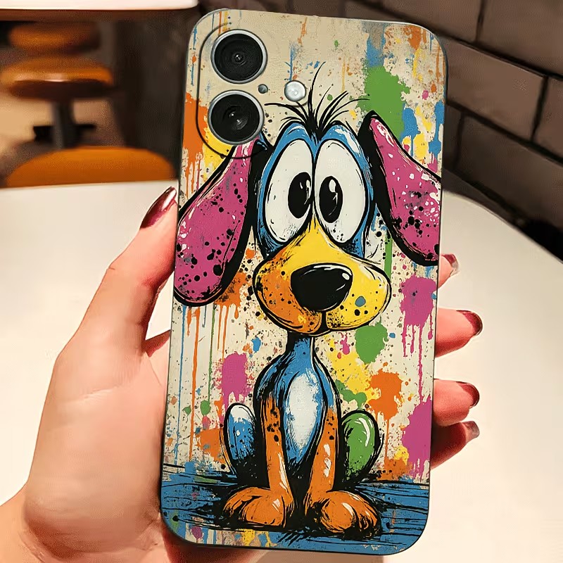 Apple Iphone 16 - Casing HP TPU Motif Anjing Warna-Warni